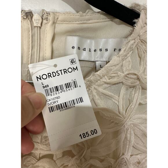 Nordstrom Endless Rose Sleeveless Textured Lace Midi Dress Ivory Size Large NWT - Picture 8 of 15